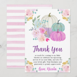 Pumpkins Baby Shower för pastel Färg med vattenfär Tack Kort