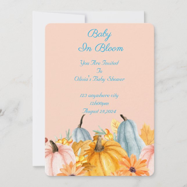 Pumpkins baby shower invitation  inbjudningar (Framsida)
