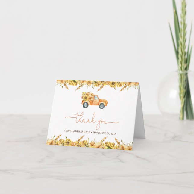 Pumpkins Baby Shower - tackkort (Framsida)