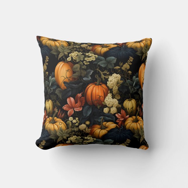 Pumpkins Blommigt Art Dekorativ kudde (Framsida)