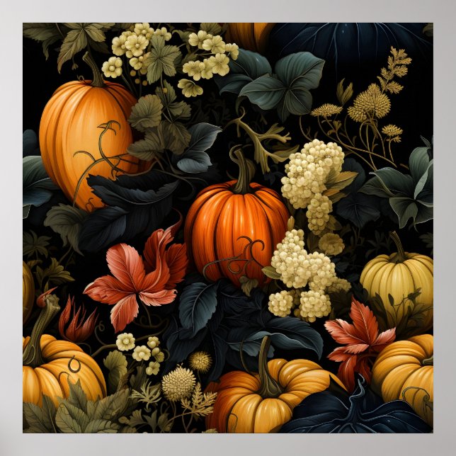 Pumpkins Blommigt Art Poster (Framsidan)