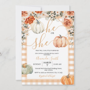 Pumpkins Blommigt Fall Gender Reveal Party Inbjudningar