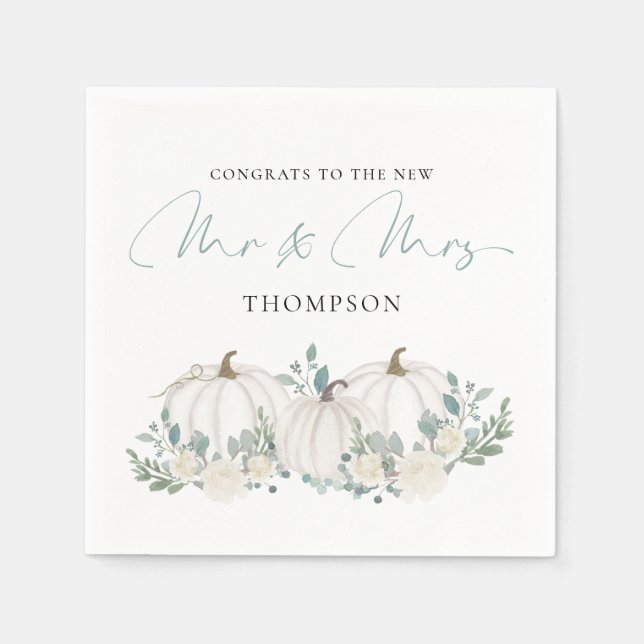 Pumpkins Blommigts Gratulerar, fru Bröllop Pappersservett (Framsidan)
