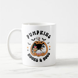 Pumpkins Bokar & Boos Cute Ghost Reading Halloween Kaffemugg