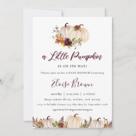 Pumpkins Burgundy Orange Blommigt Baby Shower  Inbjudningar