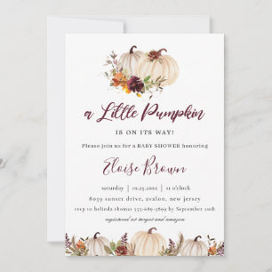 Pumpkins Burgundy Orange Blommigt Baby Shower Inbjudningar