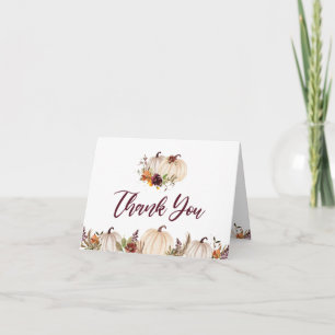 Pumpkins Burgundy Orange Blommigt Baby Shower Tack Kort