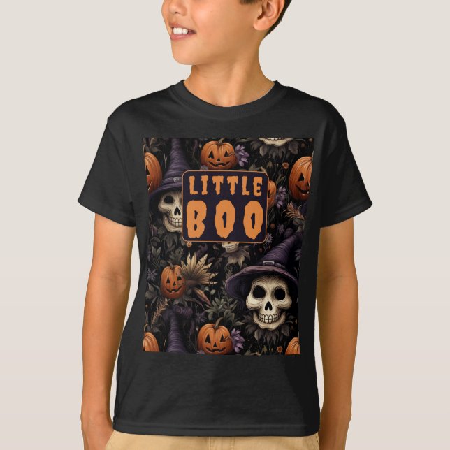 Pumpkins Döskallars Flowers Little Boo Family Matc T Shirt (Framsida)