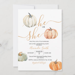 Pumpkins eller hon Minimalist Gender Reveal Party Inbjudningar