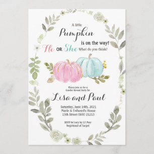 Pumpkins Fall Gender Reveal bjudan Inbjudningar