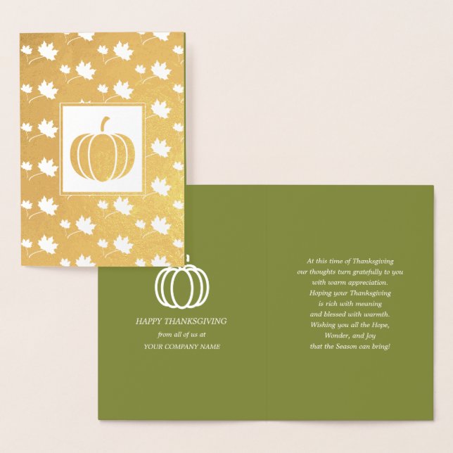 Pumpkins & Falling Löv Thanksgiving Luxury Folierat Kort (Display)