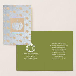 Pumpkins & Falling Löv Thanksgiving Luxury Folierat Kort