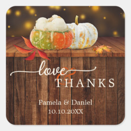Pumpkins Festive Fall Wedding Tack Sticker Fyrkantigt Klistermärke