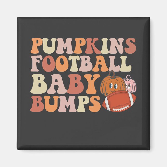 Pumpkins Football Baby Bumps Gravid Mamma Magnet (Framsidan)