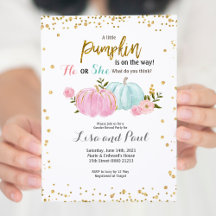 Pumpkins Gender Reveal Rosa Blue-inbjudan