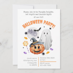 Pumpkins Ghouls & Fladdermus Frights 2023 Hallowee Inbjudningar