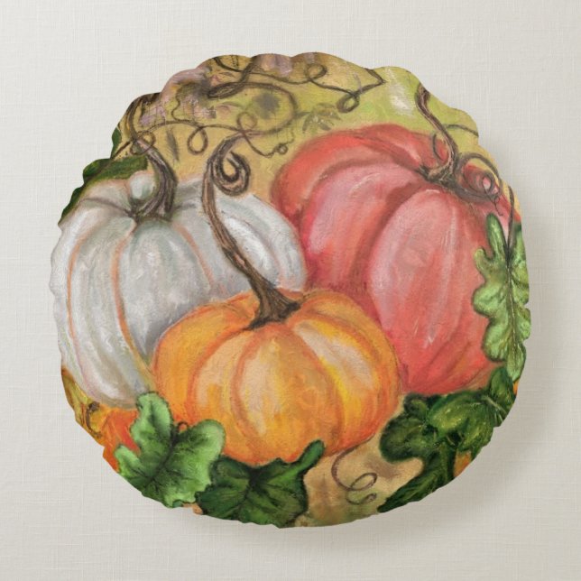 Pumpkins Halloween Round Pillow Rund Kudde (Framsidan)
