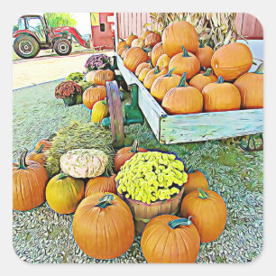 Pumpkins Halloween-stativ för hösthållare för Blom Fyrkantigt Klistermärke