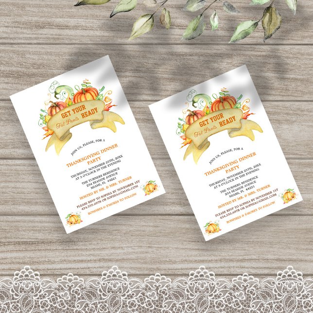 Pumpkins Hämta Thanksgivingen för Redo i Tjock Byx Inbjudningar (Skapare uppladdad)