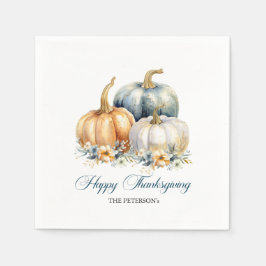 Pumpkins happy thanksgiving Blue Orange Guld Pappersservett