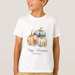 Pumpkins happy thanksgiving Blue Orange Guld T Shirt