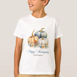 Pumpkins happy thanksgiving Blue Orange Guld T Shirt