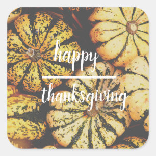 Pumpkins Happy thanksgiving Fyrkantigt Klistermärke
