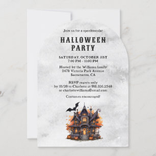 Pumpkins Haunted House Fladdermus Halloween fest Inbjudningar