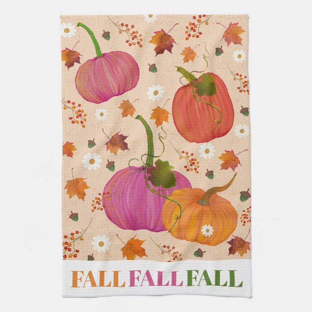 Pumpkins Höst löv Mönster Kökshandduk (Vertikal)