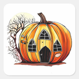 Pumpkins Hus Fyrkantigt Klistermärke
