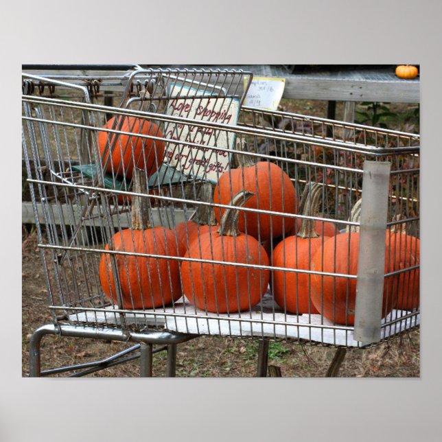 Pumpkins in Shopping Cart Land Fall Poster (Framsidan)