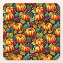 Pumpkins in the Leaves with Berries