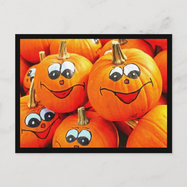 Pumpkins Jack o lantern Halloween fest vykort (Framsida)