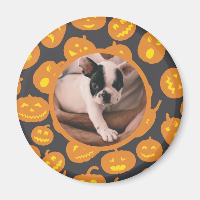 Pumpkins jack o lantern Mönster med Pet Photo Magnet (Framsidan)