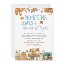 Pumpkins Leaves & Stacks of Hay Boy 1st Birthday
