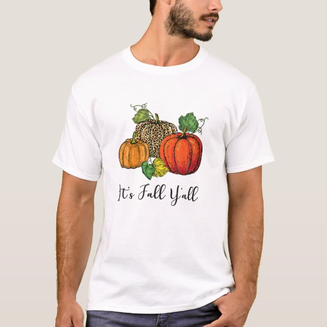 Pumpkins Leopard Fall Halloween Costumes Det är Fa T Shirt (Framsida)