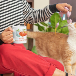 Pumpkins Lycklig Friendsgiving fall av bränd orang Kaffemugg