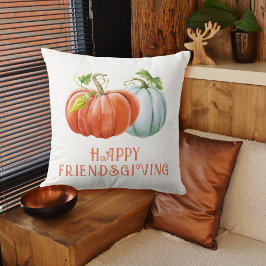 Pumpkins Lycklig Friendsgiving fall av bränd orang Kudde