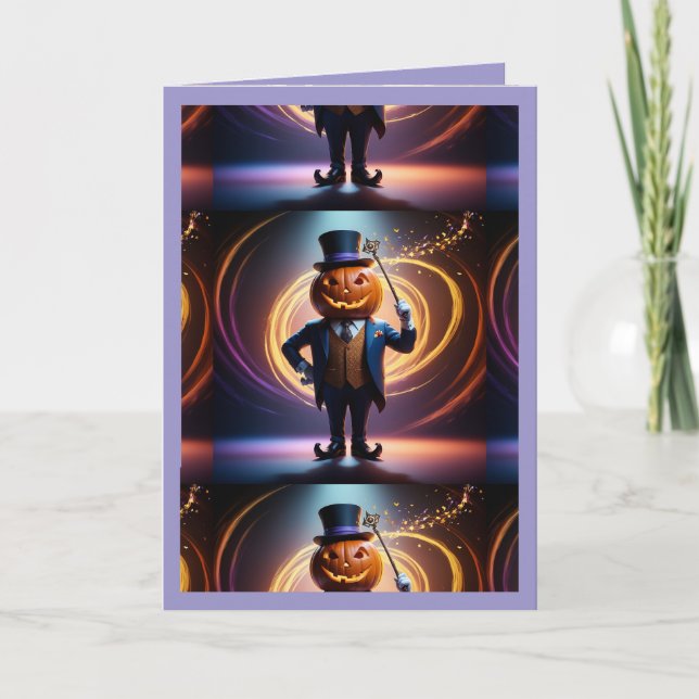 Pumpkins Magic Halloween-Helgdag-kort (4) Helgkort (Framsida)