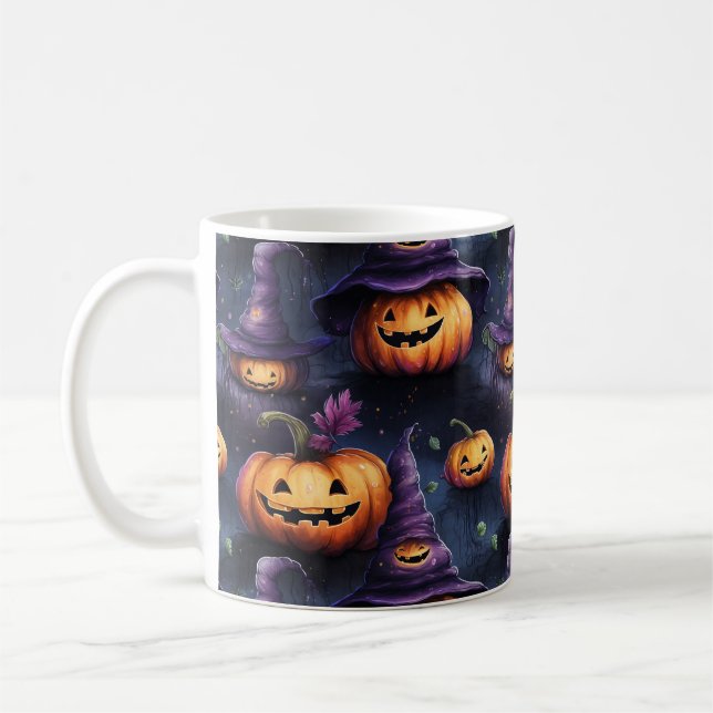 Pumpkins Magic Hats Halloween Kaffemugg (Vänster)