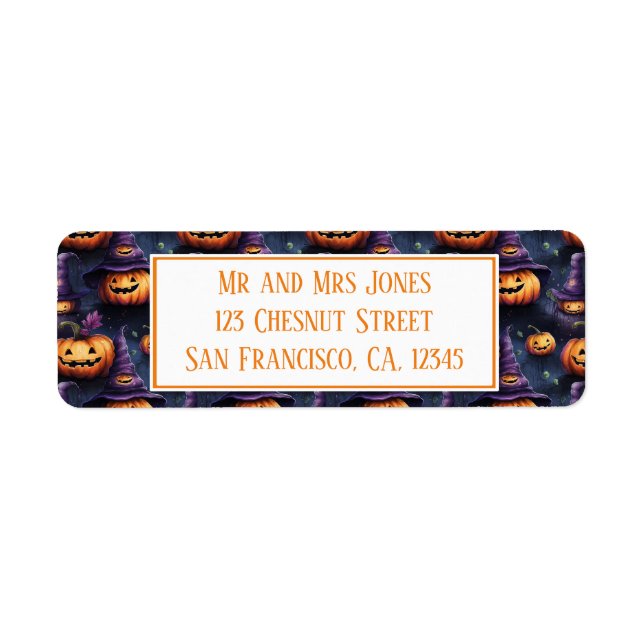 Pumpkins Magic Hats Halloween Returadress Etikett (Framsidan)