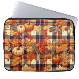 Pumpkins Maple Löv Autumn Plaid Laptop Fodral