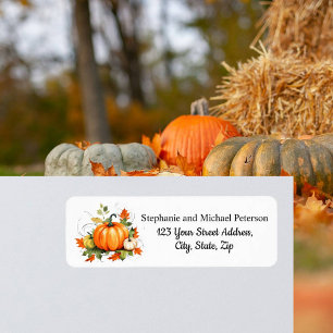 Pumpkins Maple Träd Löv Returadress Etikett