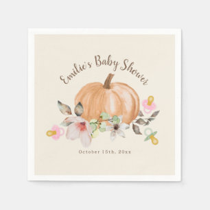 Pumpkins Nappar Blommigt Fall Baby Shower Pappersservett