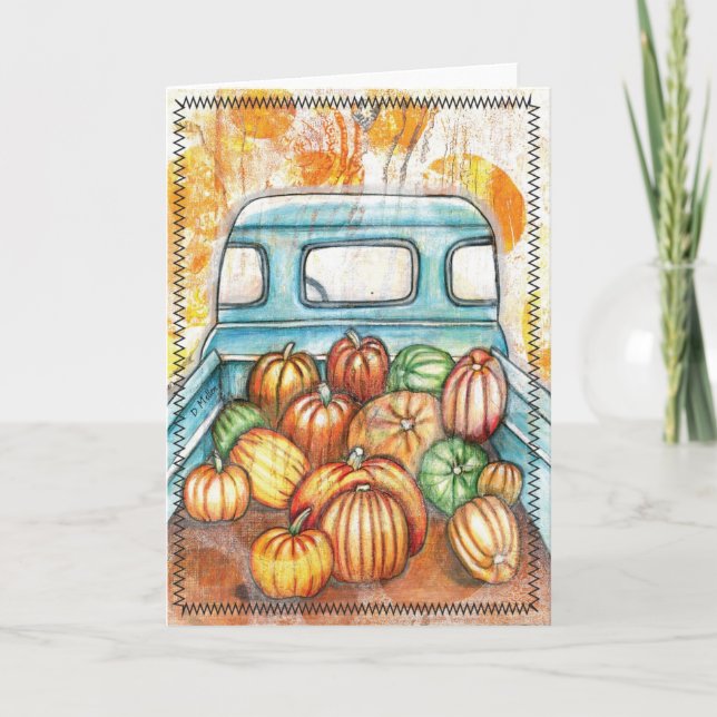 Pumpkins Notecard gammal Lastbil Fullt Kort (Framsida)