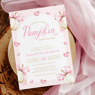 Pumpkins och Bows Girl Baby Shower-inbjudan Inbjudningar
