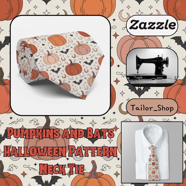 Pumpkins och Fladdermus Halloween Mönster Slips (Pumpkins and Bats
Halloween Pattern Neck Tie)