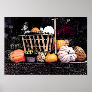 Pumpkins och Morsa Autumn Bild Poster