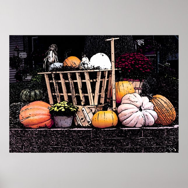 Pumpkins och Morsa Autumn Bild Poster (Framsidan)