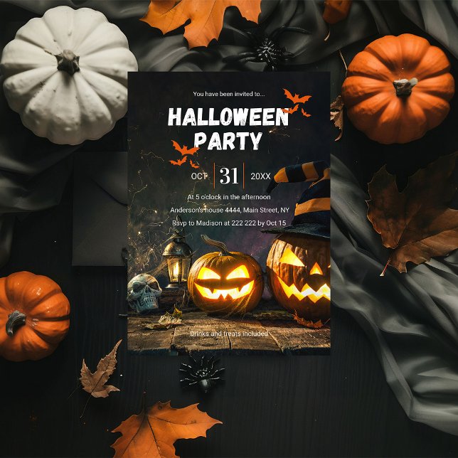 Pumpkins- och Skullhalloween-inbjudan Inbjudningar (Skapare uppladdad)